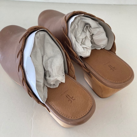NWOT Frye Mille Braid Tobacco Leather Mule Clogs Sz 10 - Picture 5 of 7